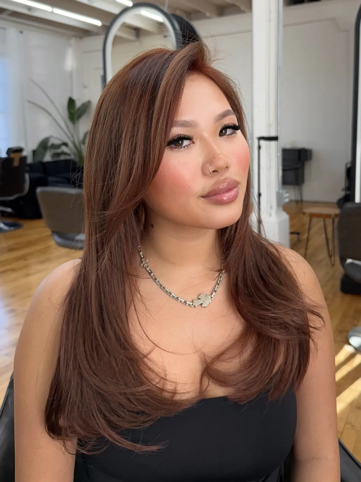 After — Box-dye → Bright Blonde